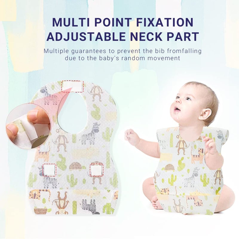 AiQiaoXin 30/60pcs Baby Disposable Bibs-Individually Packaged,Soft, Leak Proof and Convenient, disposable bibs for toddlers (30 PCS Animal pattern) - Image 5
